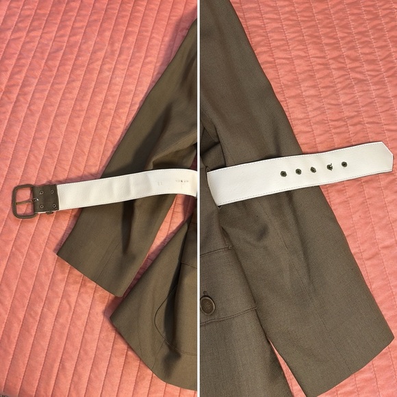 Jones New York Collarless Belted Blazer Jacket Army Green Military size 12 - Picture 12 of 16